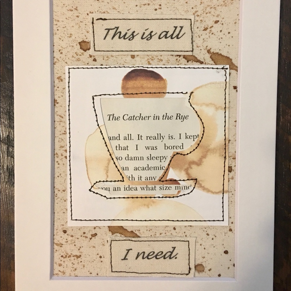 Painted w/ Coffee, Textile Art, 5”x7” Framable